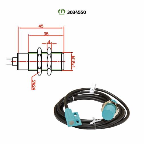 Sensor m. kabel 1,8 meter